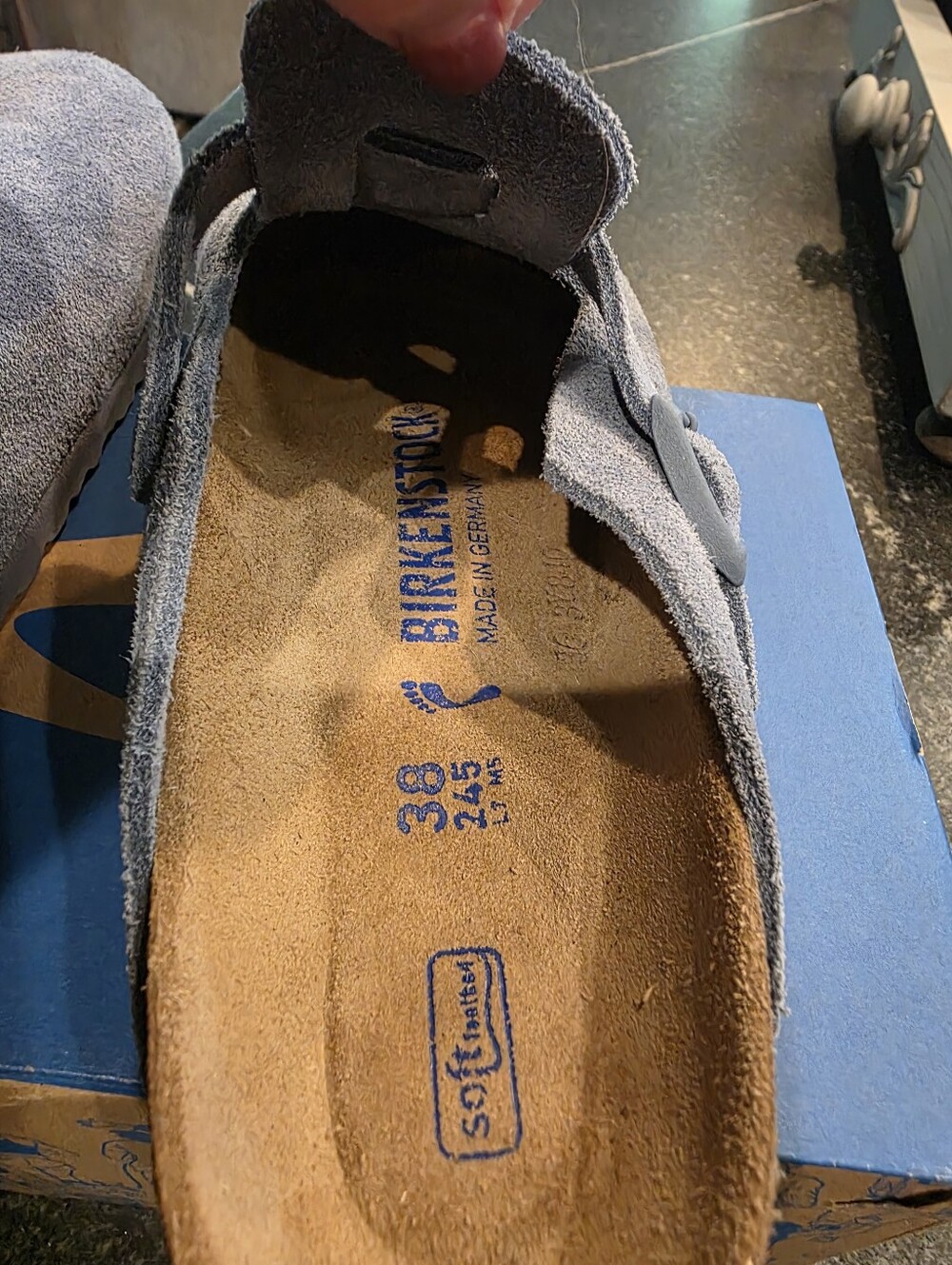 Birkenstock Suede Boston Clog Soft Footbed Women's Size 38 US 7 / 7.5 Light Blue - Picture 5 of 8